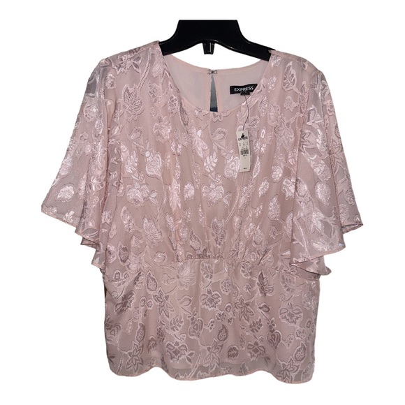 Express Tops - Express - Plepum Damask SS Top - Women’s - Large - Blush